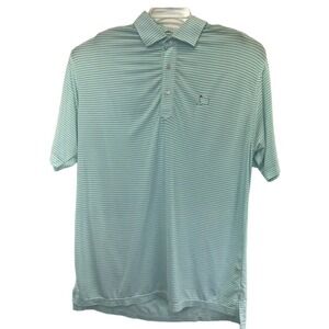 Turtleson Men's Large Aqua/White Striped Golf Polo Shirt (F22) EUC